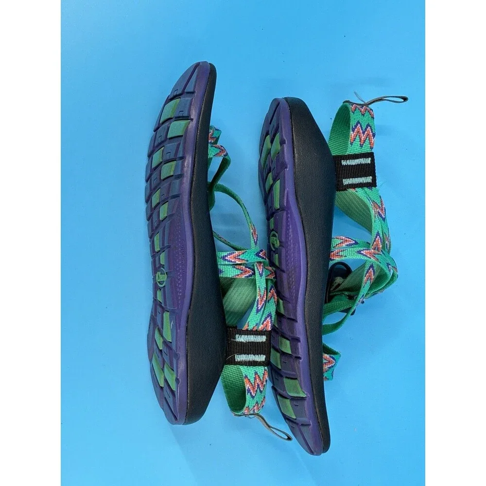 Chaco Z/Cloud X Women’s 5 Green Purple Strappy Sport Hiking Sandals